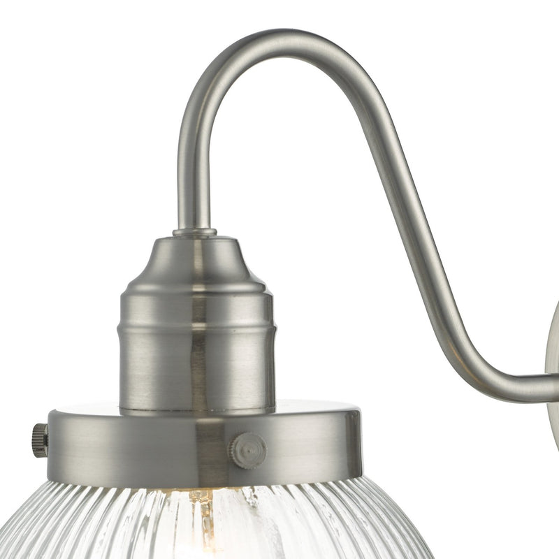 Load image into Gallery viewer, Dar Lighting TAM0738 Tamara Wall Light Satin Nickel &amp; Ribbed Glass - 35438

