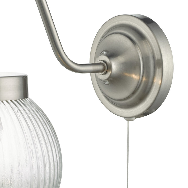 Load image into Gallery viewer, Dar Lighting TAM0738 Tamara Wall Light Satin Nickel &amp; Ribbed Glass - 35438
