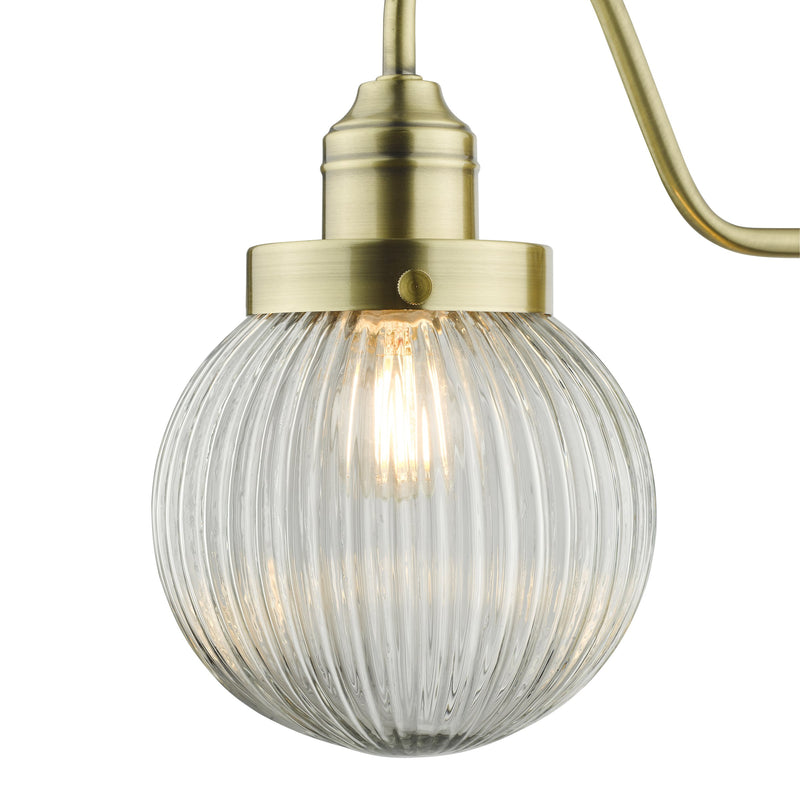Load image into Gallery viewer, Dar Lighting TAM0775 Tamara Single Wall Light Antique Brass Ribbed Glass - 35439
