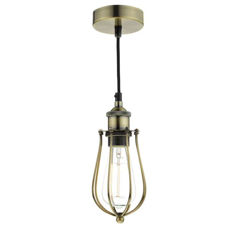 Load image into Gallery viewer, Dar Lighting TAU0175 Taurus 1 Light Pendant Cage Antique Brass - 20834
