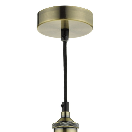 Dar Lighting TAU0175 Taurus 1 Light Pendant Cage Antique Brass - 20834