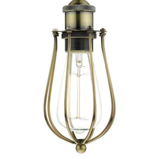 Dar Lighting TAU0175 Taurus 1 Light Pendant Cage Antique Brass - 20834