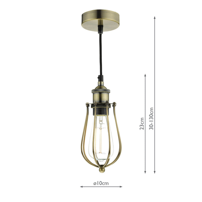 Load image into Gallery viewer, Dar Lighting TAU0175 Taurus 1 Light Pendant Cage Antique Brass - 20834
