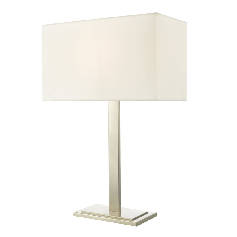 Load image into Gallery viewer, Dar Lighting TEG4246 Tegal Table Lamp Satin Nickel With Shade - 35441
