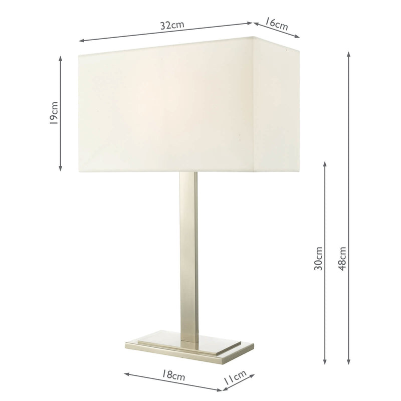 Load image into Gallery viewer, Dar Lighting TEG4246 Tegal Table Lamp Satin Nickel With Shade - 35441

