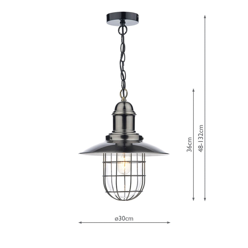 Load image into Gallery viewer, Dar Lighting TER0161 Terrace 1 Light Pendant Antique Chrome - 18944
