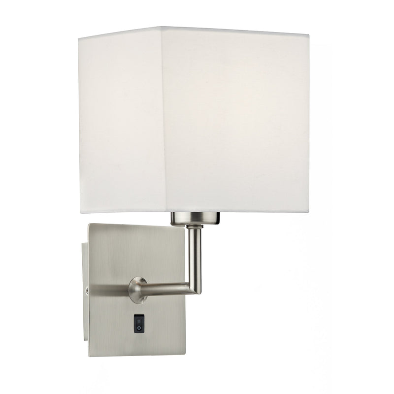 Load image into Gallery viewer, Dar Lighting TIB0746 Tibet Wall Bracket Satin Chrome complete with Shade - 35444
