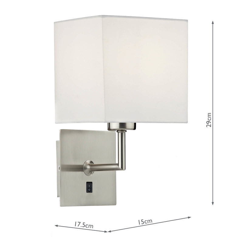 Load image into Gallery viewer, Dar Lighting TIB0746 Tibet Wall Bracket Satin Chrome complete with Shade - 35444
