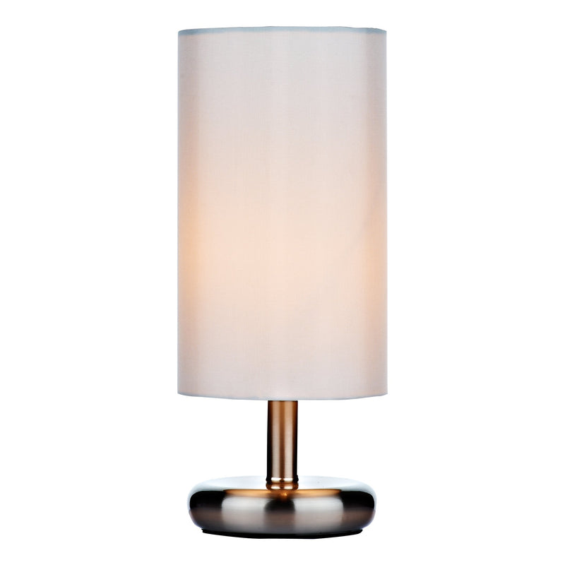 Load image into Gallery viewer, Dar Lighting TIC4133 Tico Touch Table Lamp Satin Chrome With Shade - 21215

