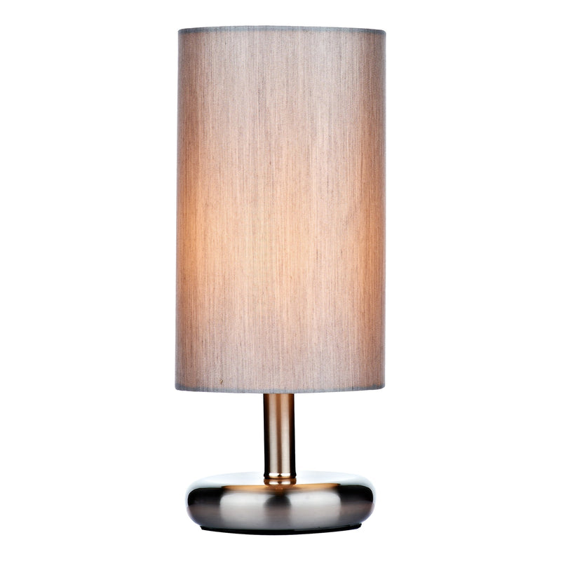 Load image into Gallery viewer, Dar Lighting TIC4139 Tico Touch Table Lamp Satin Chrome With Shade - 21216
