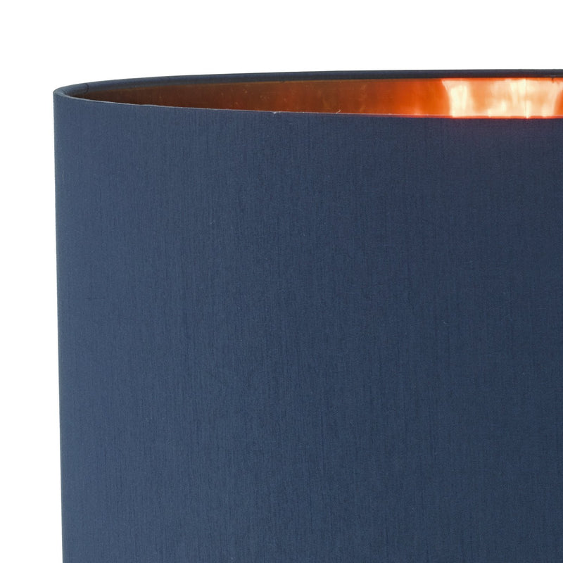 Load image into Gallery viewer, Dar Lighting TIM6523 Timon Faux Silk Easy Fit Drum Pendant Shade Navy Blue/Copper 40cm - 35447
