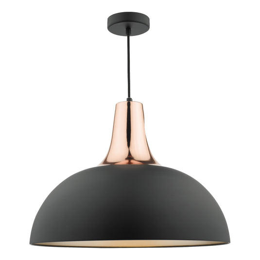 Dar Lighting TOR0154 Toronto Pendant Matt Black & Copper - 35450