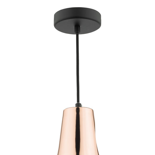Dar Lighting TOR0154 Toronto Pendant Matt Black & Copper - 35450