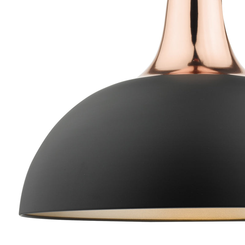 Load image into Gallery viewer, Dar Lighting TOR0154 Toronto Pendant Matt Black &amp; Copper - 35450
