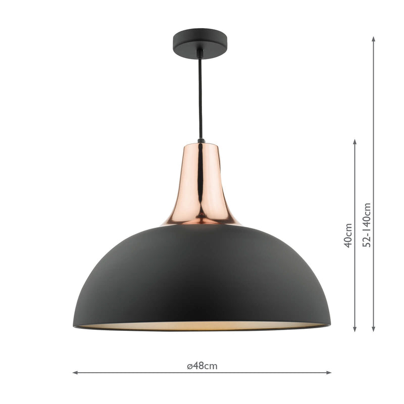Load image into Gallery viewer, Dar Lighting TOR0154 Toronto Pendant Matt Black &amp; Copper - 35450
