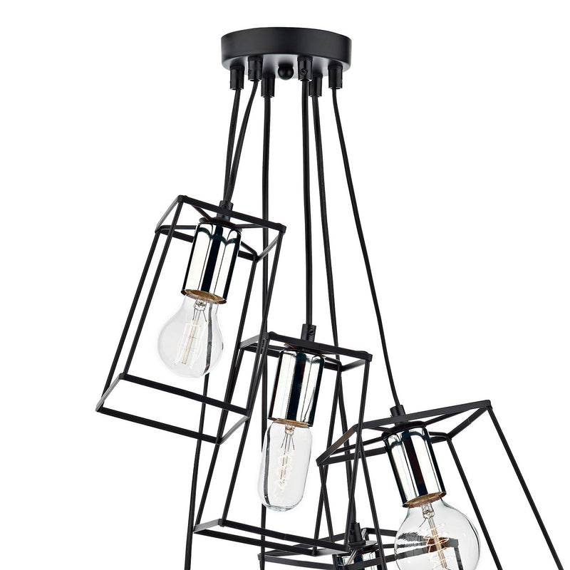 Load image into Gallery viewer, Dar Lighting TOW0650 Tower 6lt Cluster Pendant Black &amp; Polished Chrome - 35453
