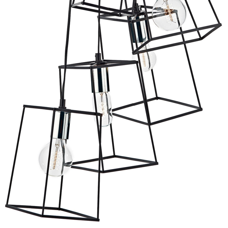 Load image into Gallery viewer, Dar Lighting TOW0650 Tower 6lt Cluster Pendant Black &amp; Polished Chrome - 35453
