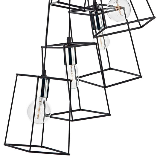 Dar Lighting TOW0650 Tower 6lt Cluster Pendant Black & Polished Chrome - 35453