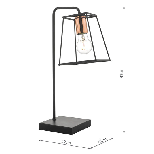 Dar Lighting TOW4122 Tower Table Lamp Black & Copper - 35454