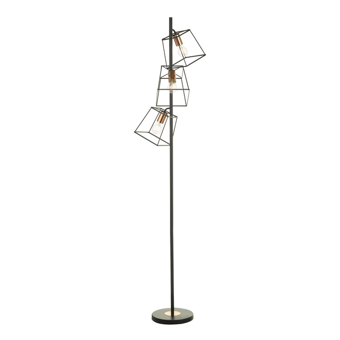 Dar Lighting TOW4922 Tower 3 Light Floor Lamp Matt Black Copper - 28136