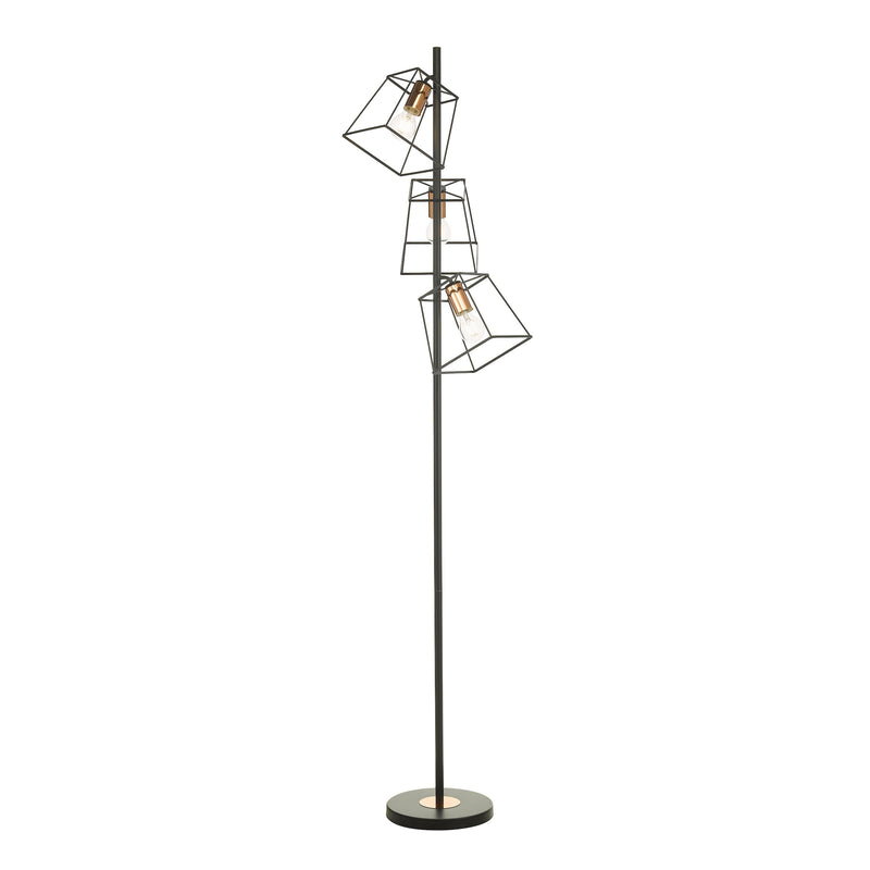 Load image into Gallery viewer, Dar Lighting TOW4922 Tower 3 Light Floor Lamp Matt Black Copper - 28136

