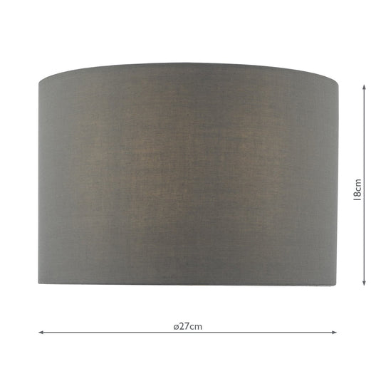 Dar Lighting TUK1039 Tuke Grey Cotton Drum Shade 27cm - 37031