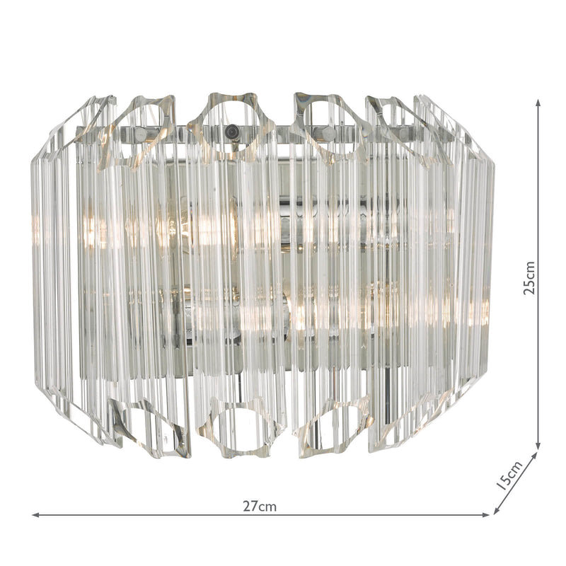 Load image into Gallery viewer, Dar Lighting TUV0908 Tuvalu 2 Light Wall Light Glass &amp; Polished Chrome - 35462
