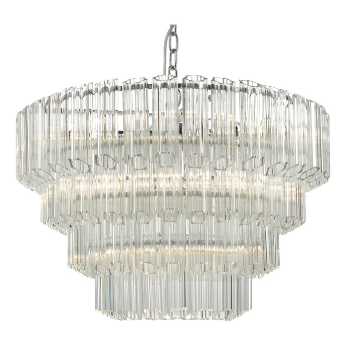 Dar Lighting TUV1308 Tuvalu 4 Tier 9 Light Chandelier Crystal & Polished Chrome - 35463