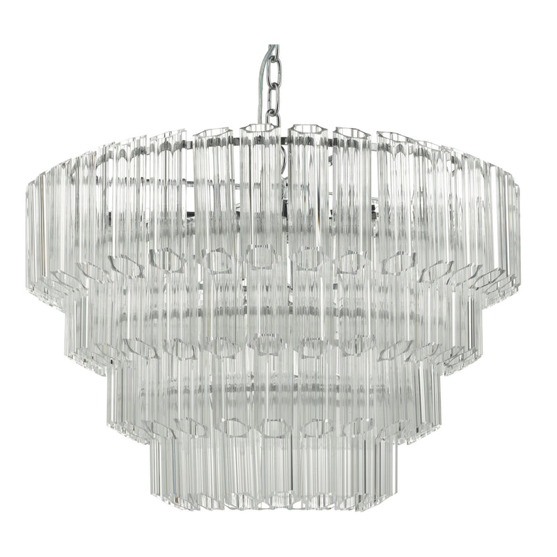 Load image into Gallery viewer, Dar Lighting TUV1308 Tuvalu 4 Tier 9 Light Chandelier Crystal &amp; Polished Chrome - 35463
