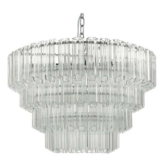 Dar Lighting TUV1308 Tuvalu 4 Tier 9 Light Chandelier Crystal & Polished Chrome - 35463