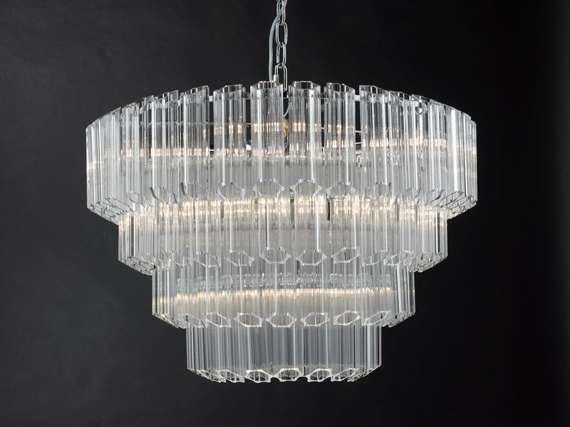 Load image into Gallery viewer, Dar Lighting TUV1308 Tuvalu 4 Tier 9 Light Chandelier Crystal &amp; Polished Chrome - 35463
