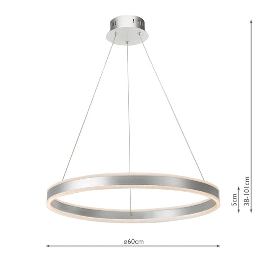 Dar Lighting TYB0132 Tybalt Pendant Silver & Acrylic LED - 35466