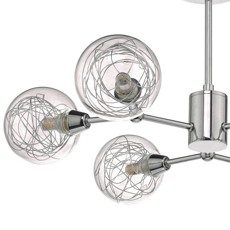 Load image into Gallery viewer, Dar Lighting TYK6450 Tyka 6lt Semi Flush Polished Chrome &amp; Glass - 35468
