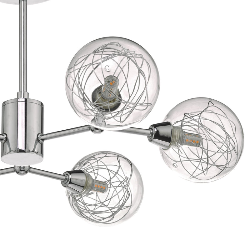 Load image into Gallery viewer, Dar Lighting TYK6450 Tyka 6lt Semi Flush Polished Chrome &amp; Glass - 35468
