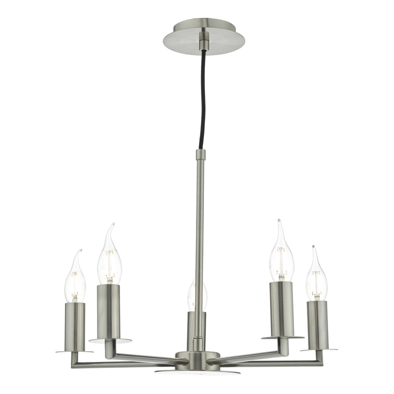 Load image into Gallery viewer, Dar Lighting TYL0538 Tyler 5lt Pendant Satin Nickel - 35469
