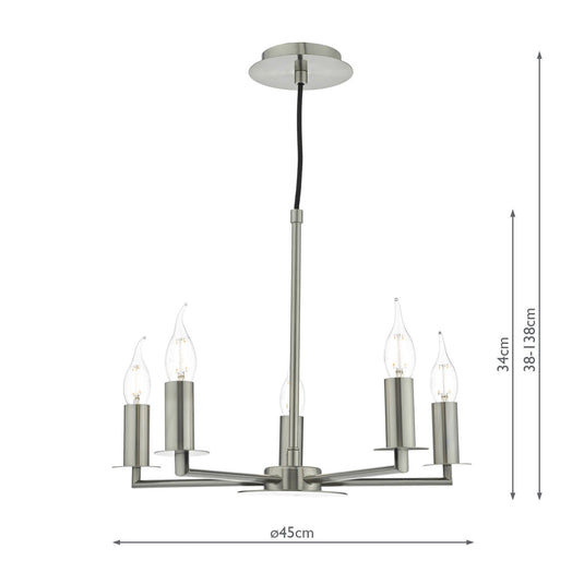 Dar Lighting TYL0538 Tyler 5lt Pendant Satin Nickel - 35469