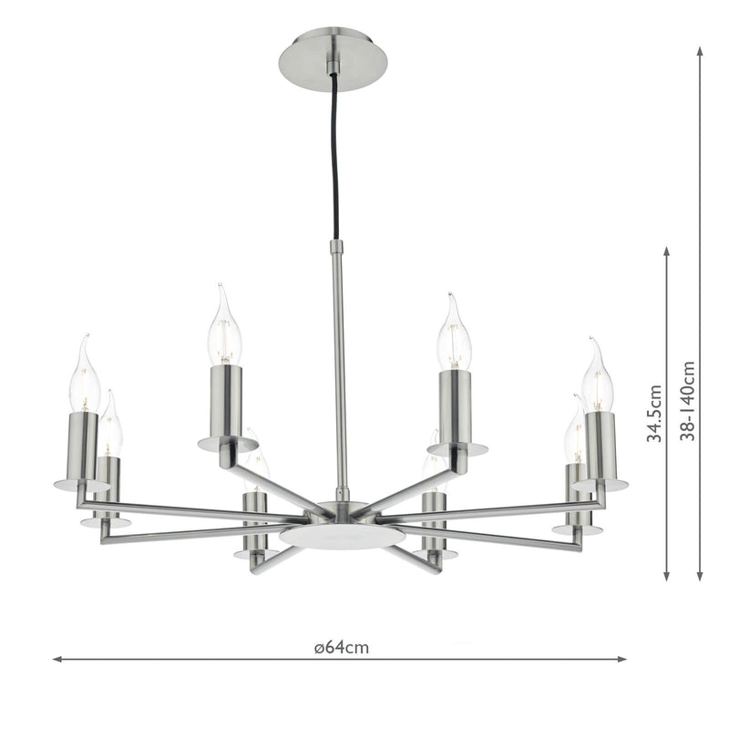 Load image into Gallery viewer, Dar Lighting TYL0838 Tyler 8lt Pendant Satin Nickel - 35473
