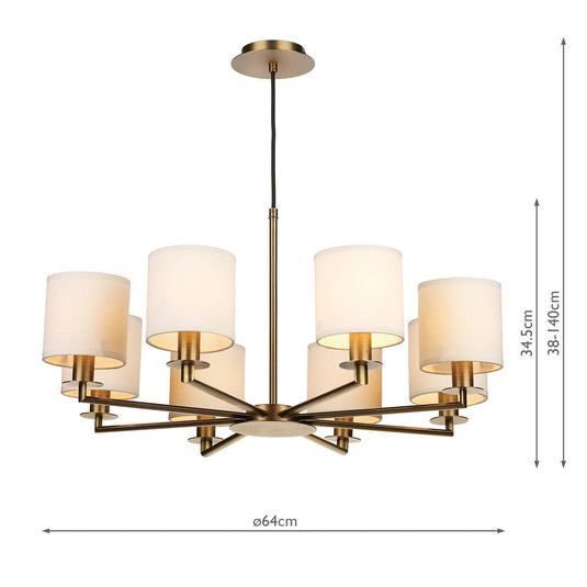 Dar Lighting TYL0863 Tyler 8 Light Dual Mount Pendant Bronze - 35474