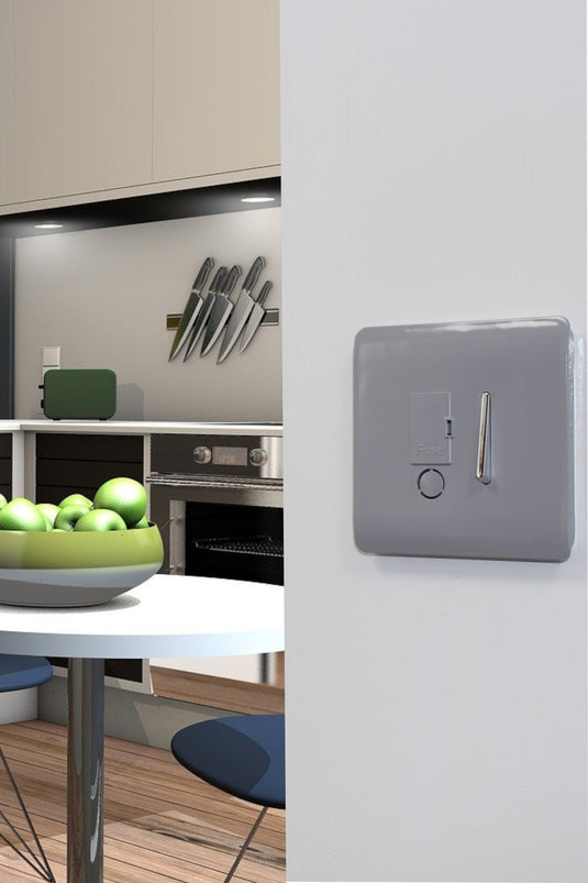 Trendi Switch ART-FSLG, Artistic Modern Switch Fused Spur 13A With Flex Outlet Light Grey Finish, BRITISH MADE, (35mm Back Box Required), 5yrs Warranty - 53733