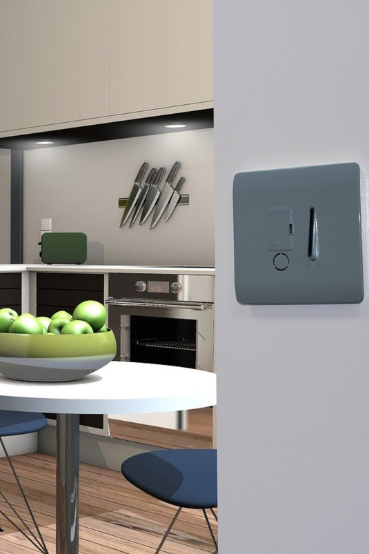 Trendi Switch ART-FSWG, Artistic Modern Switch Fused Spur 13A With Flex Outlet Warm Grey Finish, BRITISH MADE, (35mm Back Box Required), 5yrs Warranty - 53743