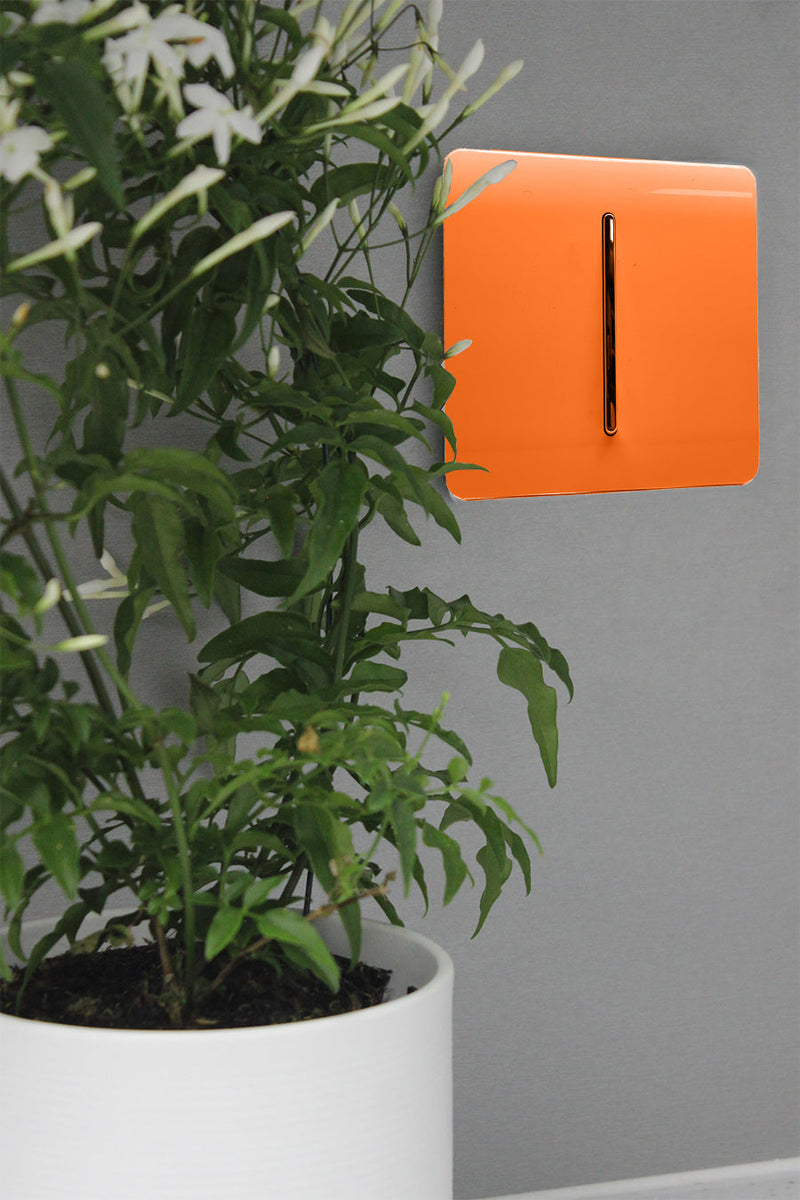 Load image into Gallery viewer, Trendi Switch ART-SS2OR, Artistic Modern 1 Gang 2 Way 10 Amp Rocker Orange Finish, BRITISH MADE, (25mm Back Box Required), 5yrs Warranty - 54006
