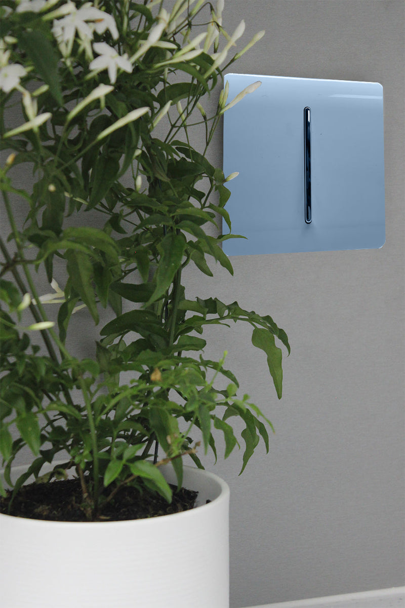 Load image into Gallery viewer, Trendi Switch ART-SS2SK, Artistic Modern 1 Gang 2 Way 10 Amp Rocker Sky Finish, BRITISH MADE, (25mm Back Box Required), 5yrs Warranty - 54010
