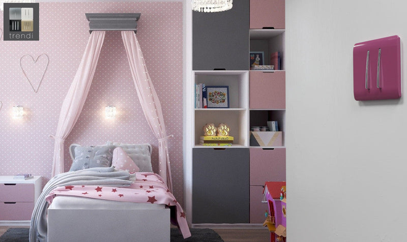 Load image into Gallery viewer, Trendi Switch ART-SS4PK, Artistic Modern 2 Gang 2 Way 10 Amp Rocker Pink Finish, BRITISH MADE, (25mm Back Box Required), 5yrs Warranty - 54043
