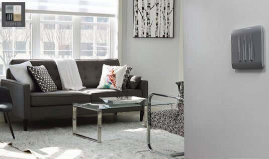 Trendi Switch ART-SS6SI, Artistic Modern 3 Gang 2 Way 10 Amp Rocker Silver Finish, BRITISH MADE, (25mm Back Box Required), 5yrs Warranty - 24221