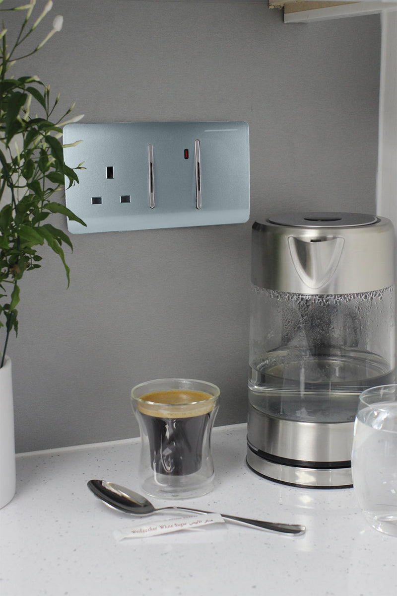 Load image into Gallery viewer, Trendi Switch ART-WHS213CG, Artistic Modern Cooker Control Panel 13amp with 45amp Switch Cool Grey Finish, BRITISH MADE, (47mm Back Box Required), 5yrs Warranty - 54324
