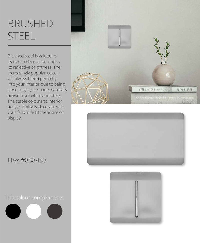 Load image into Gallery viewer, Trendi Switch ART-2SATBS, Artistic Modern 2 Gang Male F-Type Satellite Television Socket Brushed Steel, (25mm Back Box Required), 5yrs Warranty - 53628
