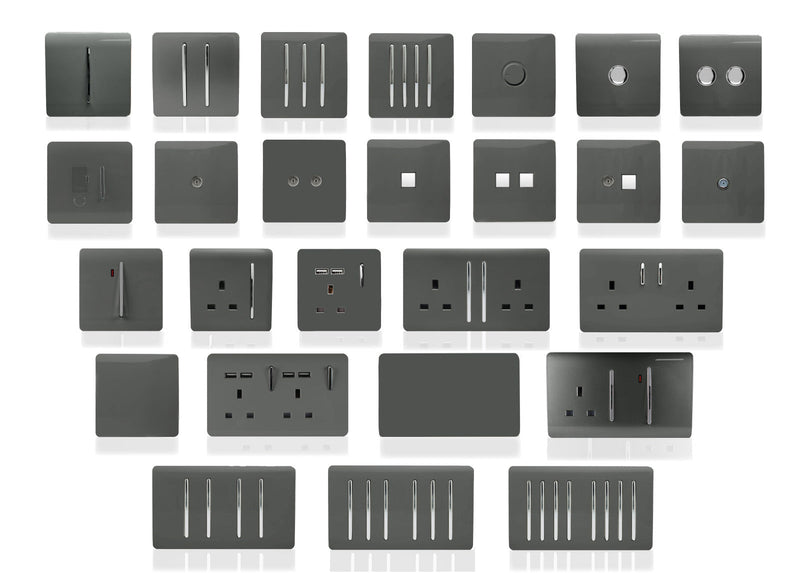 Load image into Gallery viewer, Trendi Switch ART-2PCCH, Artistic Modern Twin PC Ethernet Cat 5&amp;6 Data Outlet Charcoal Finish, BRITISH MADE, (35mm Back Box Required), 5yrs Warranty - 53612
