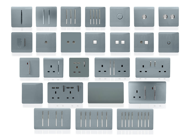 Load image into Gallery viewer, Trendi Switch ART-FSCG, Artistic Modern Switch Fused Spur 13A With Flex Outlet Cool Grey Finish, BRITISH MADE, (35mm Back Box Required), 5yrs Warranty - 53728
