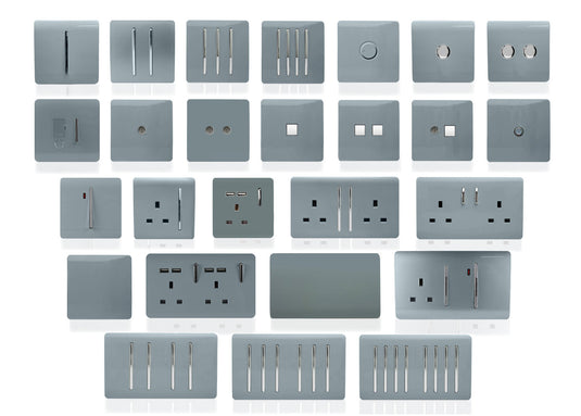 Trendi Switch ART-FSCG, Artistic Modern Switch Fused Spur 13A With Flex Outlet Cool Grey Finish, BRITISH MADE, (35mm Back Box Required), 5yrs Warranty - 53728