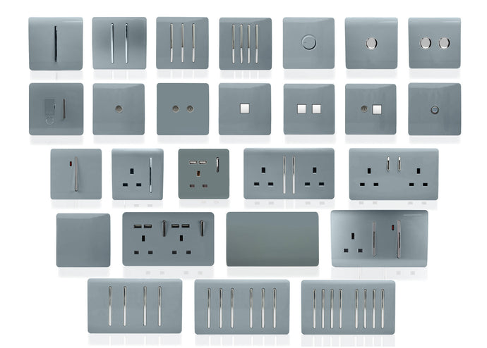 Trendi Switch ART-TV+PCCG, Artistic Modern TV Co-Axial & PC Ethernet Cool Grey Finish, BRITISH MADE, (35mm Back Box Required), 5yrs Warranty - 54270